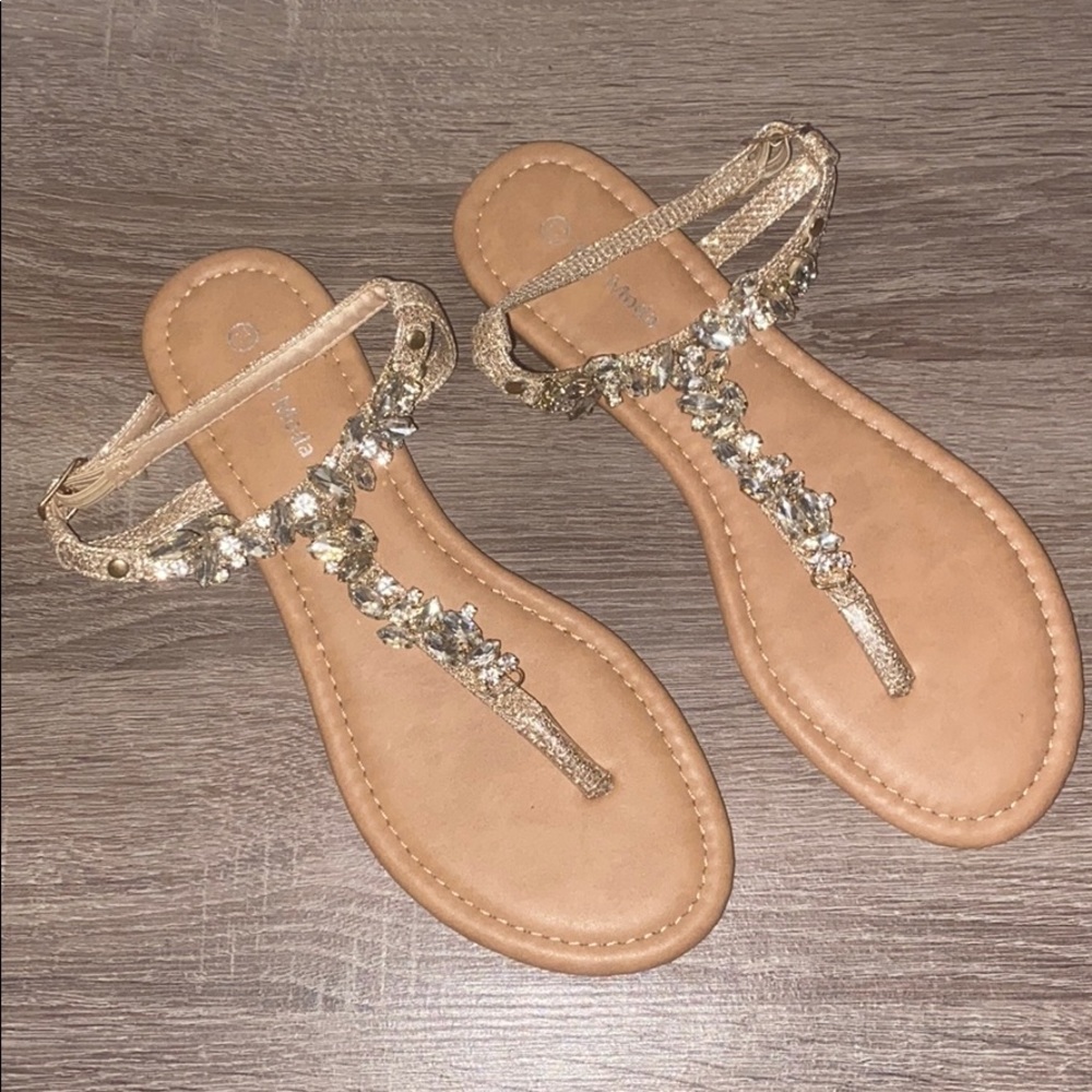 Gold rhinestone sandals